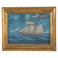 A fine Gouache of the Fanny Buller trading ship off the Italian coast in starboa
