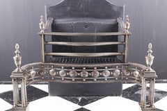 Panier de cheminée ancien gravé en fonte d'acier de style géorgien grand format, 1870
