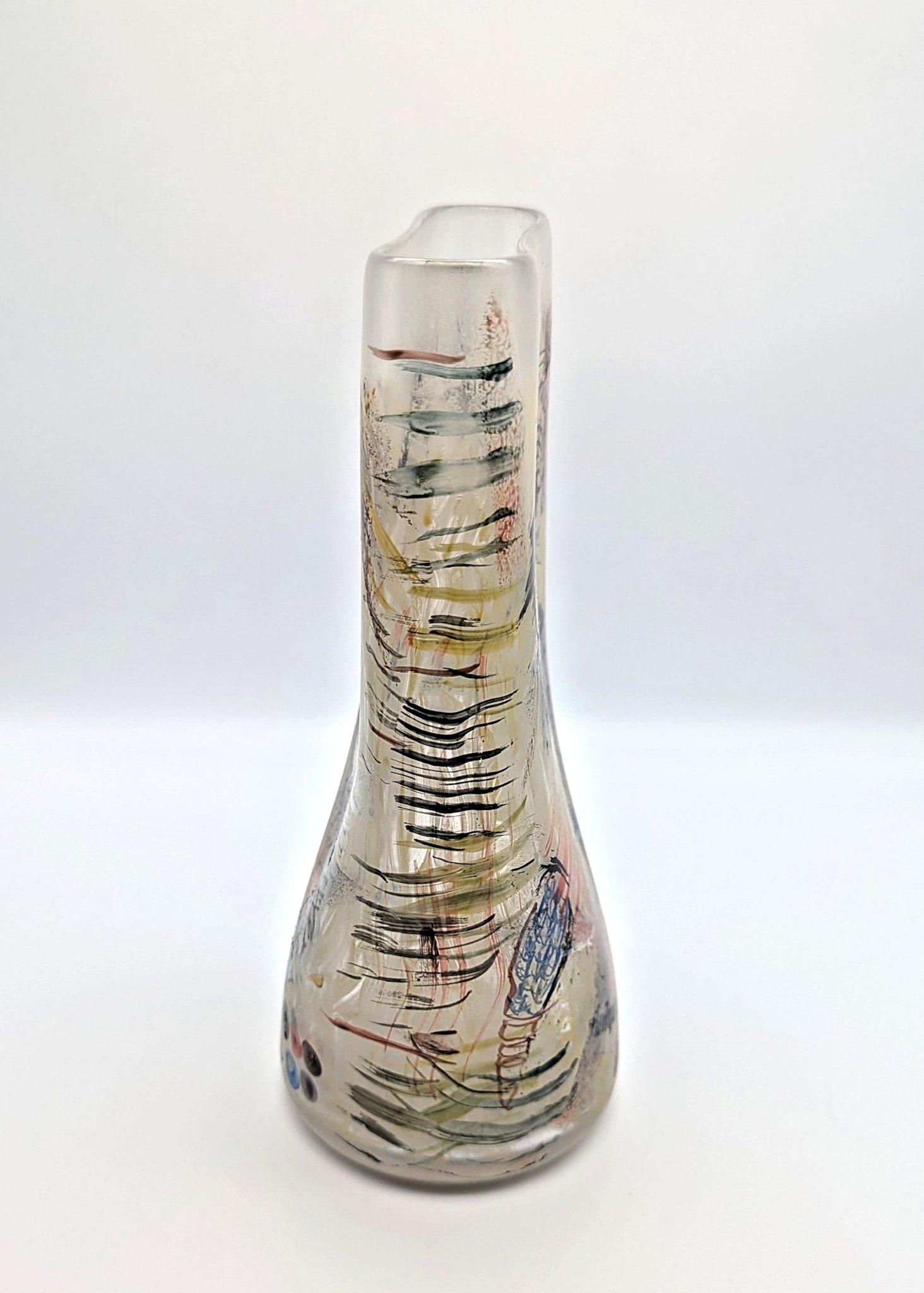 Un pregiato vaso in vetro da studio dipinto a mano da Richard Meitner, realizzato nel 1983. In condizioni buone in vendita a Aachen, DE