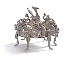 A Fine Indian Silver Peacock Box(Pandan), 19th Century