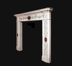 Fine Irish 18th Century Design Inlaid Marble Chimneypiece Attributed to Bossi