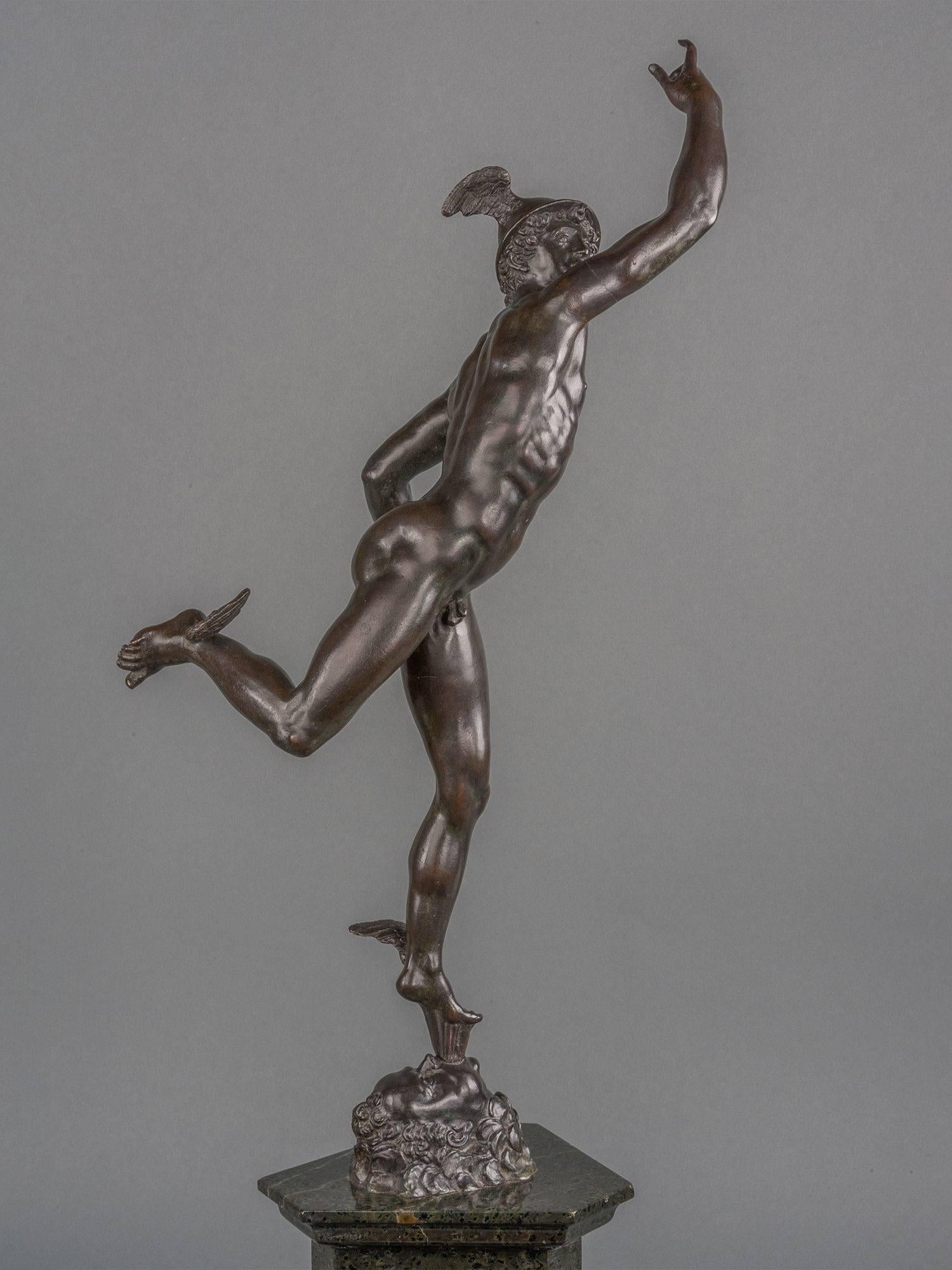 Fine Italian Bronze of Naked Mercury in Flight In Good Condition For Sale In Gloucestershire, GB