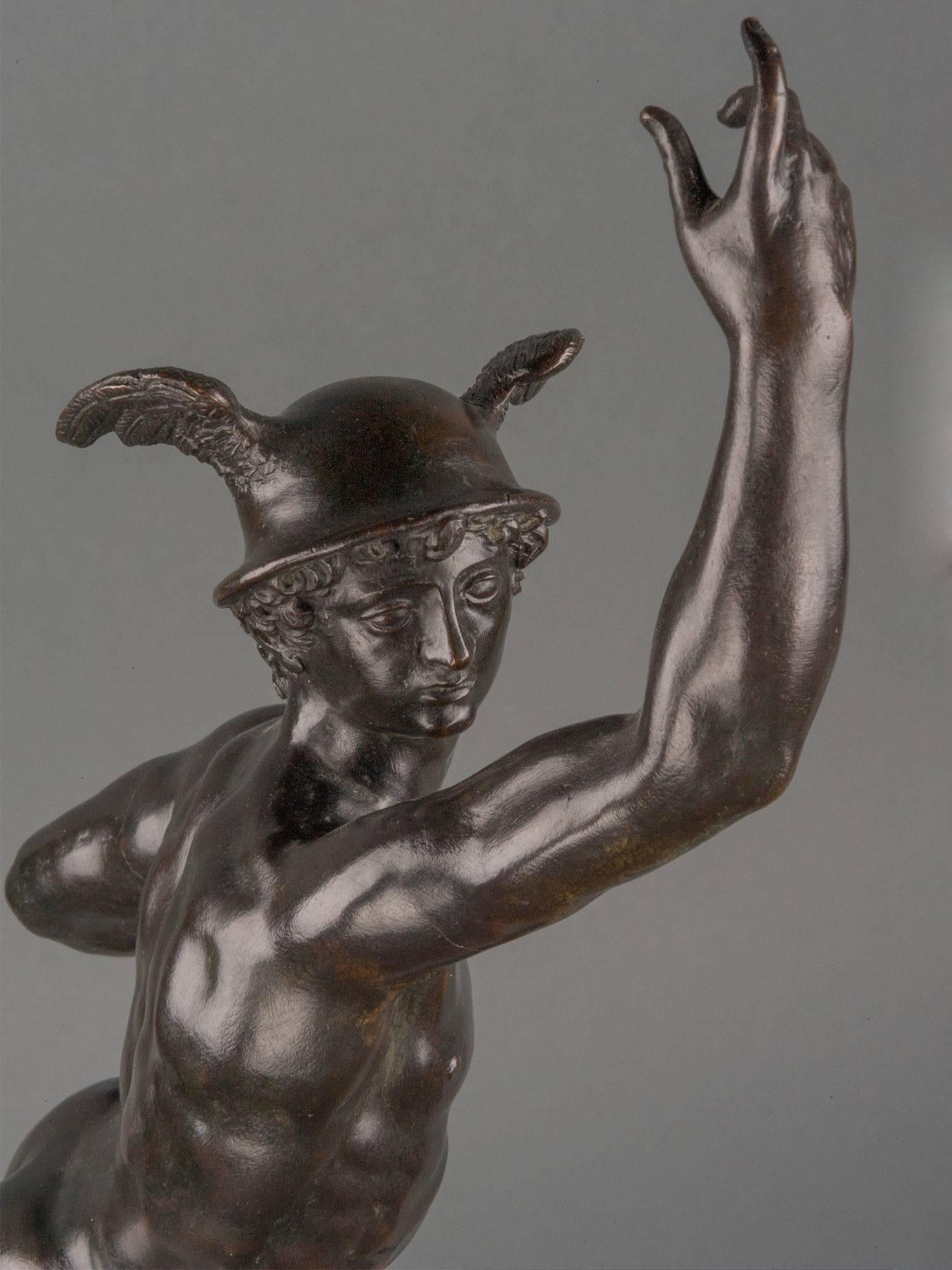 Mid-18th Century Fine Italian Bronze of Naked Mercury in Flight For Sale