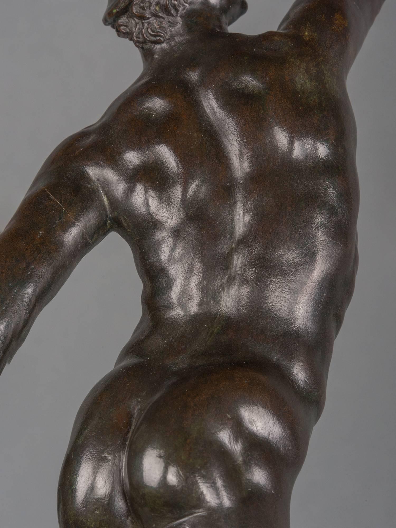 Fine Italian Bronze of Naked Mercury in Flight For Sale 1