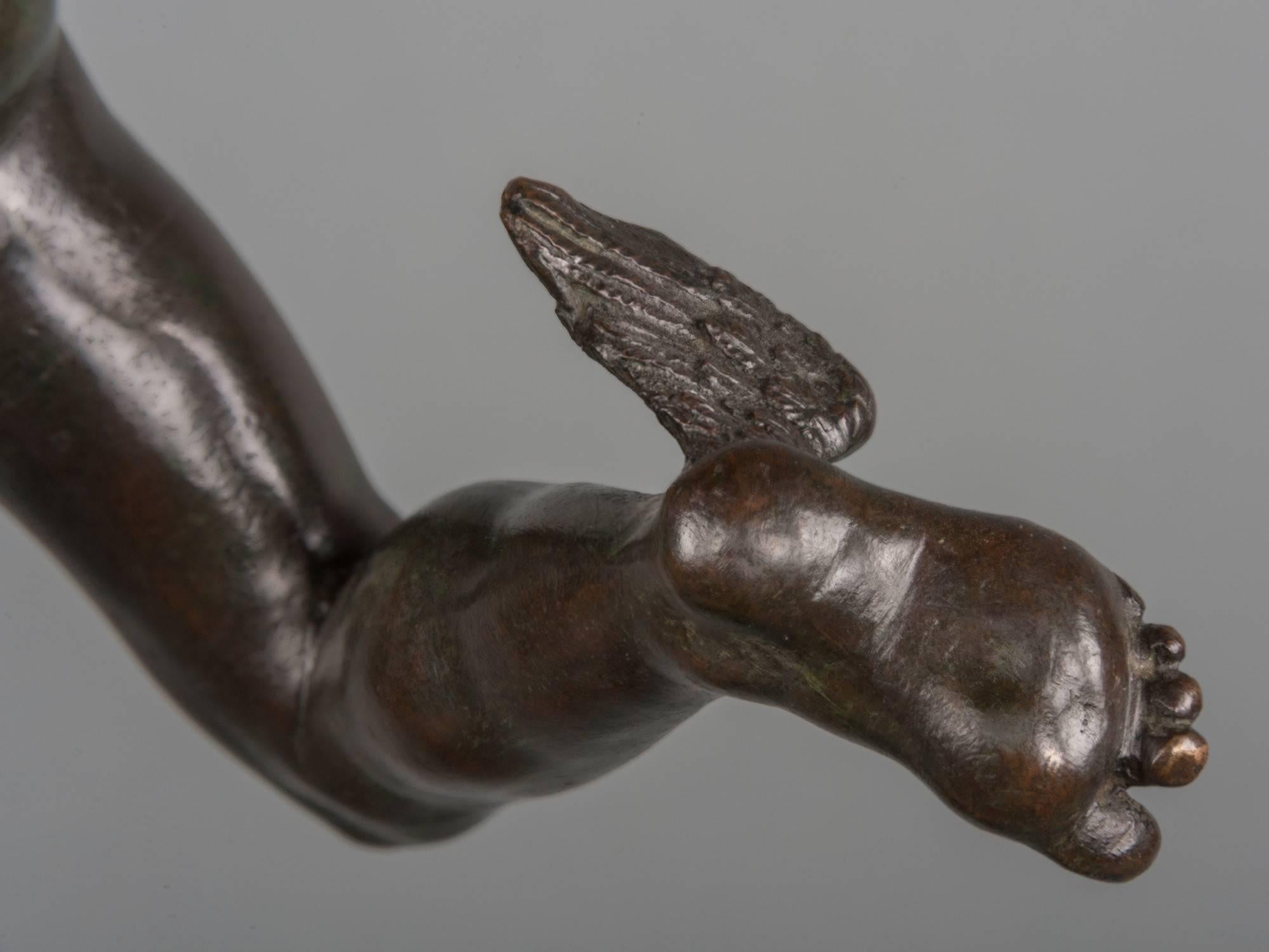 Fine Italian Bronze of Naked Mercury in Flight For Sale 5