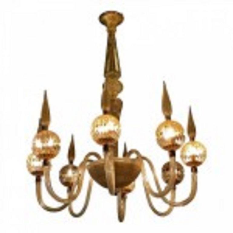 Mid-Century moderno Un raffinato lampadario moderno italiano a 8 bracci in vetro soffiato a mano, Barovier&Toso in vendita