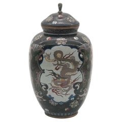 Antique A Fine Japanese Cloisonne Enamel Vase and Cover. Meiji Period 