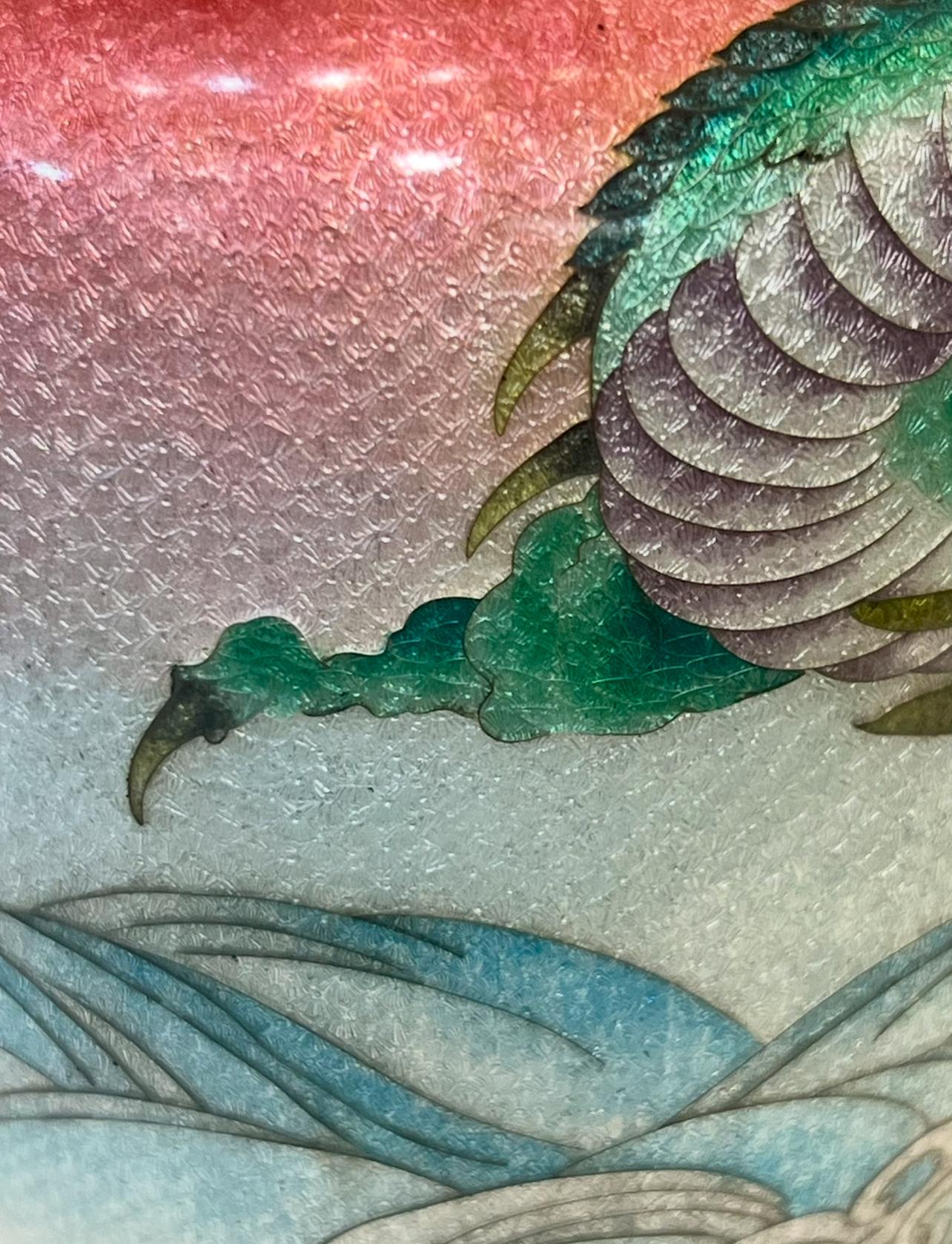 A Fine Japanese Cloisonné Enamel Vase with Dragon&Waves, Signed Kumeno Teitaro For Sale 13