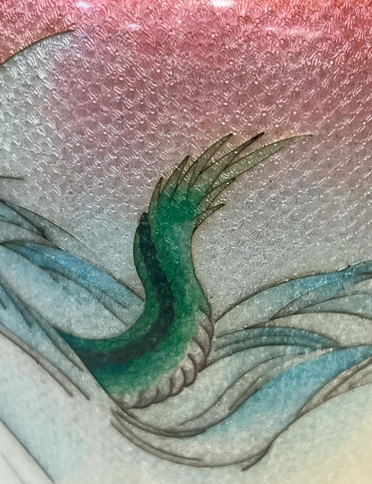 A Fine Japanese Cloisonné Enamel Vase with Dragon&Waves, Signed Kumeno Teitaro For Sale 15