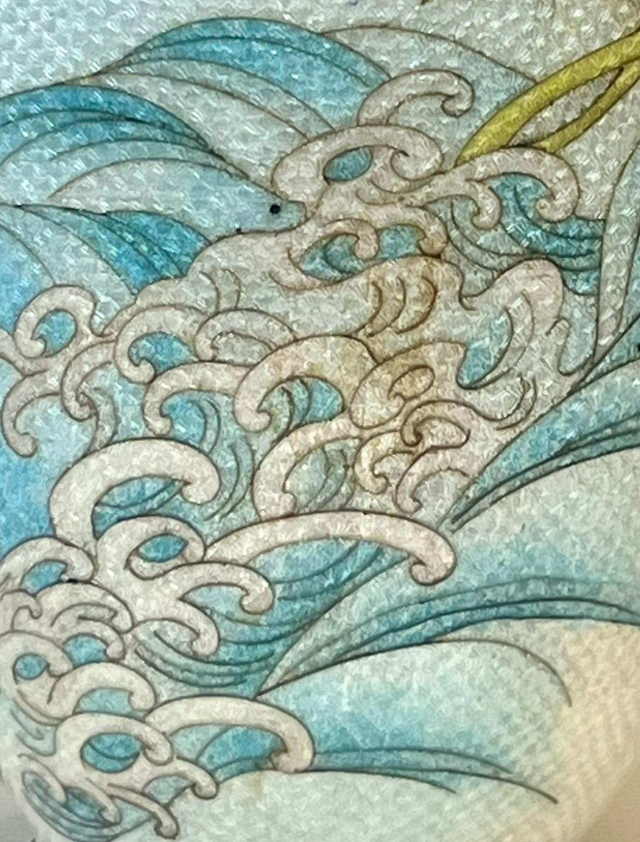 19th Century A Fine Japanese Cloisonné Enamel Vase with Dragon&Waves, Signed Kumeno Teitaro For Sale