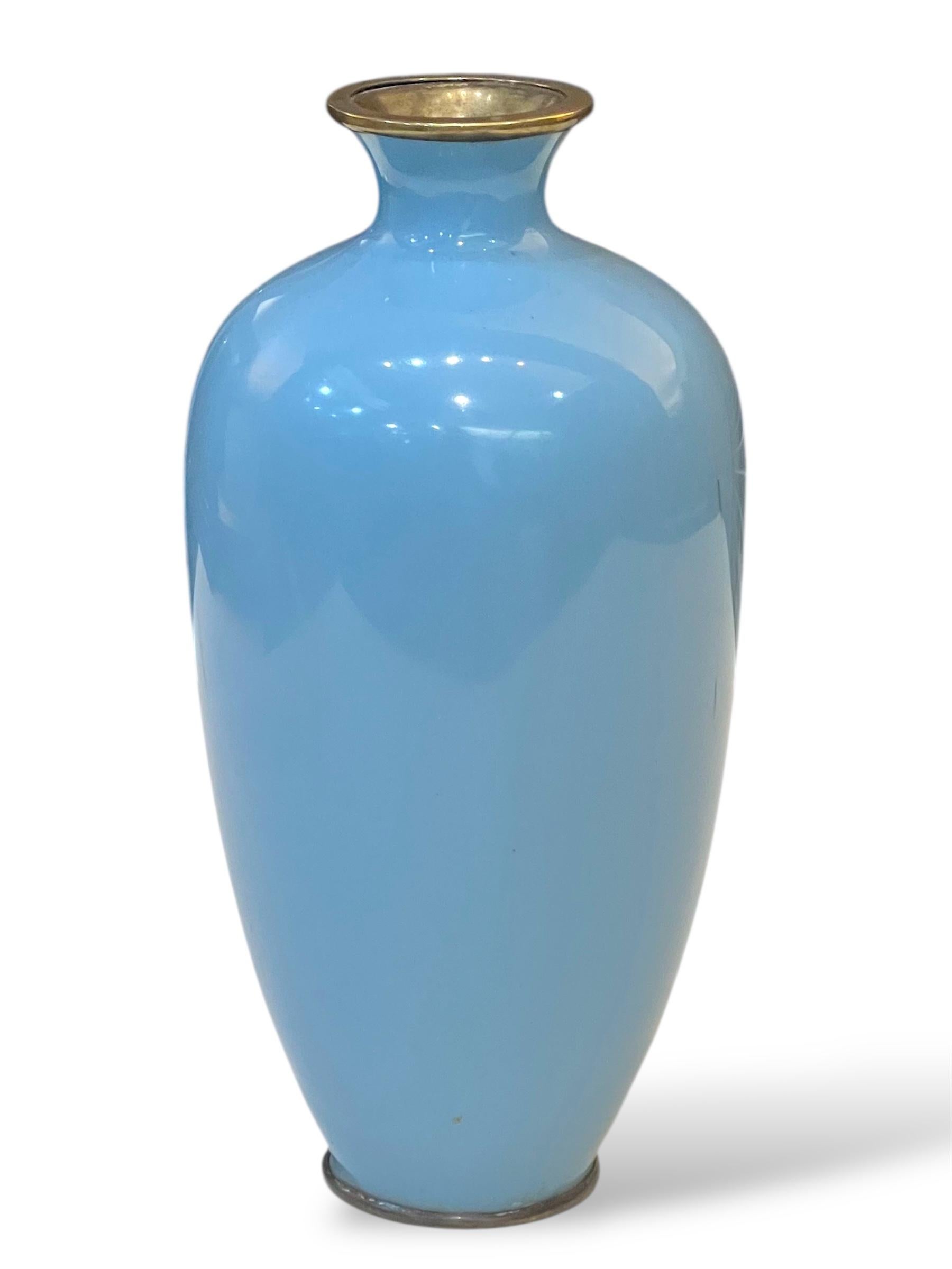 A Fine Japanese Cloisonné Enamel Vase with Irises. Meiji period For Sale 1
