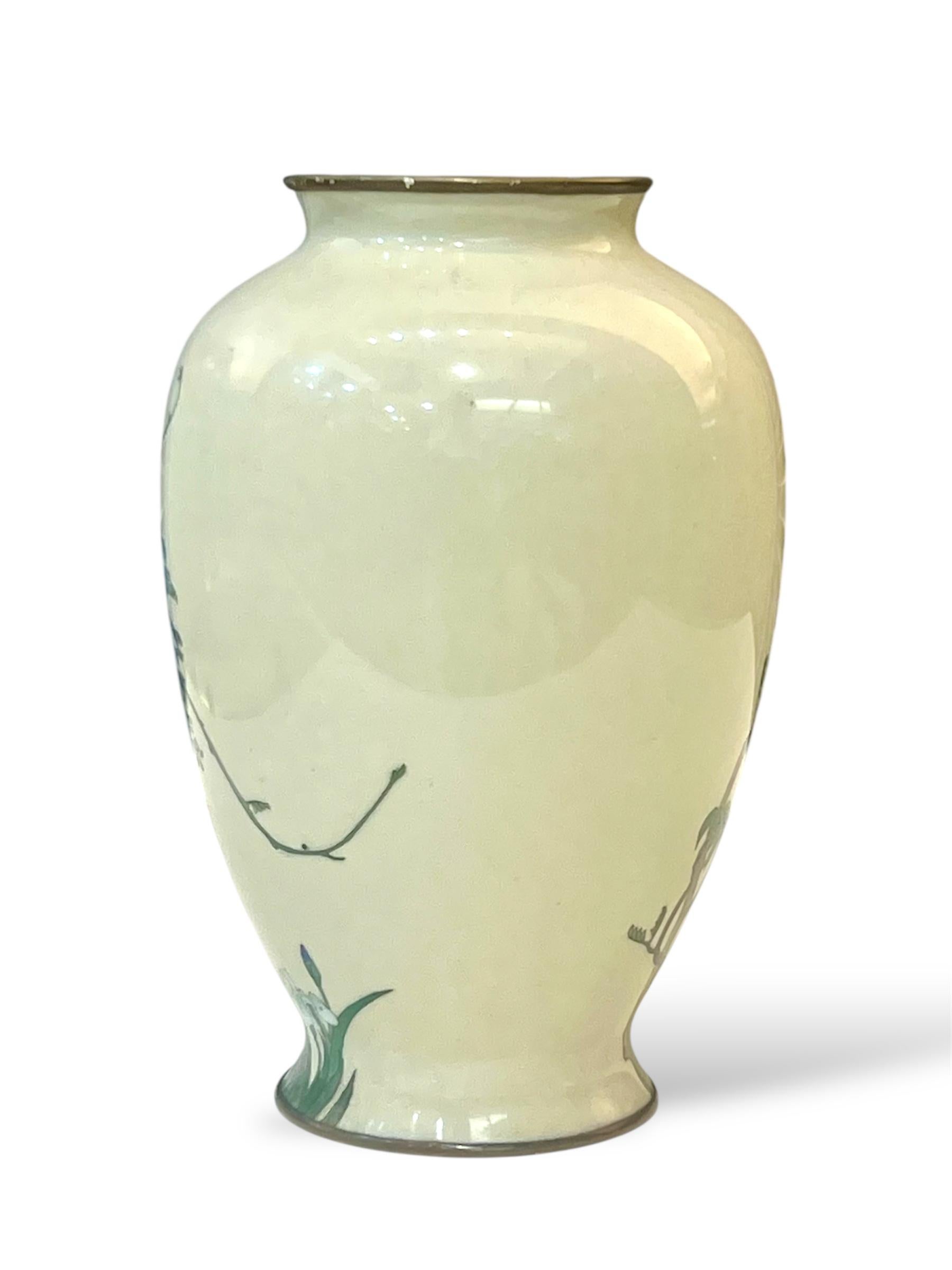19th Century A Fine Japanese Cloisonné Enamel Vase with Swallows and Wisteria, Signed Goto For Sale