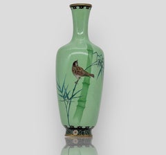 A Fine Japanese Cloisonne Enamel Wire & Wireless Vase attributed to Ando.