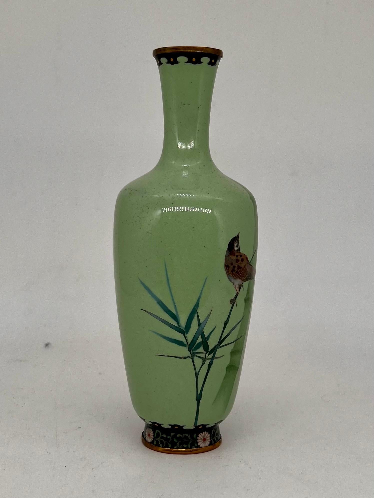 Feine japanische Cloisonné-Emaille-Draht- und Wireless-Vase, Ando zugeschrieben. (19. Jahrhundert) im Angebot