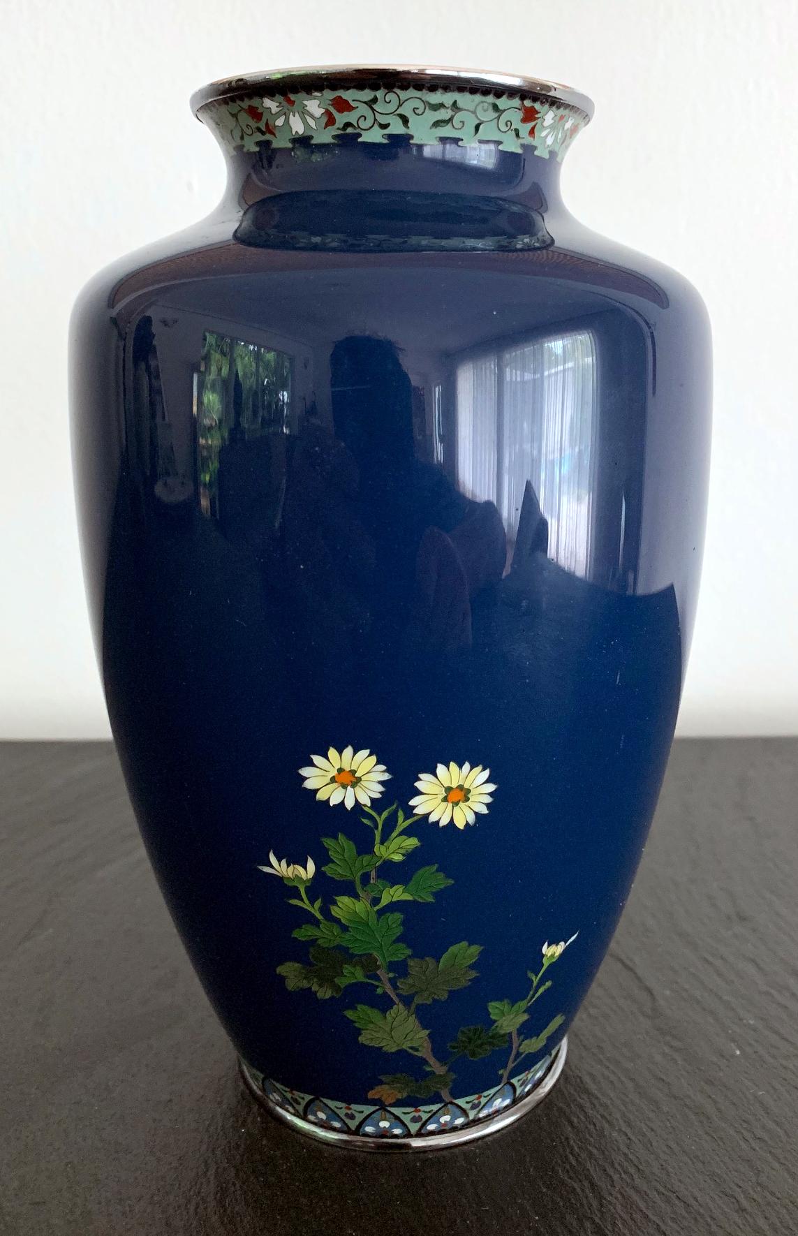 Japonisme Fine Japanese Cloisonne Vase by Hayashi Kodenji