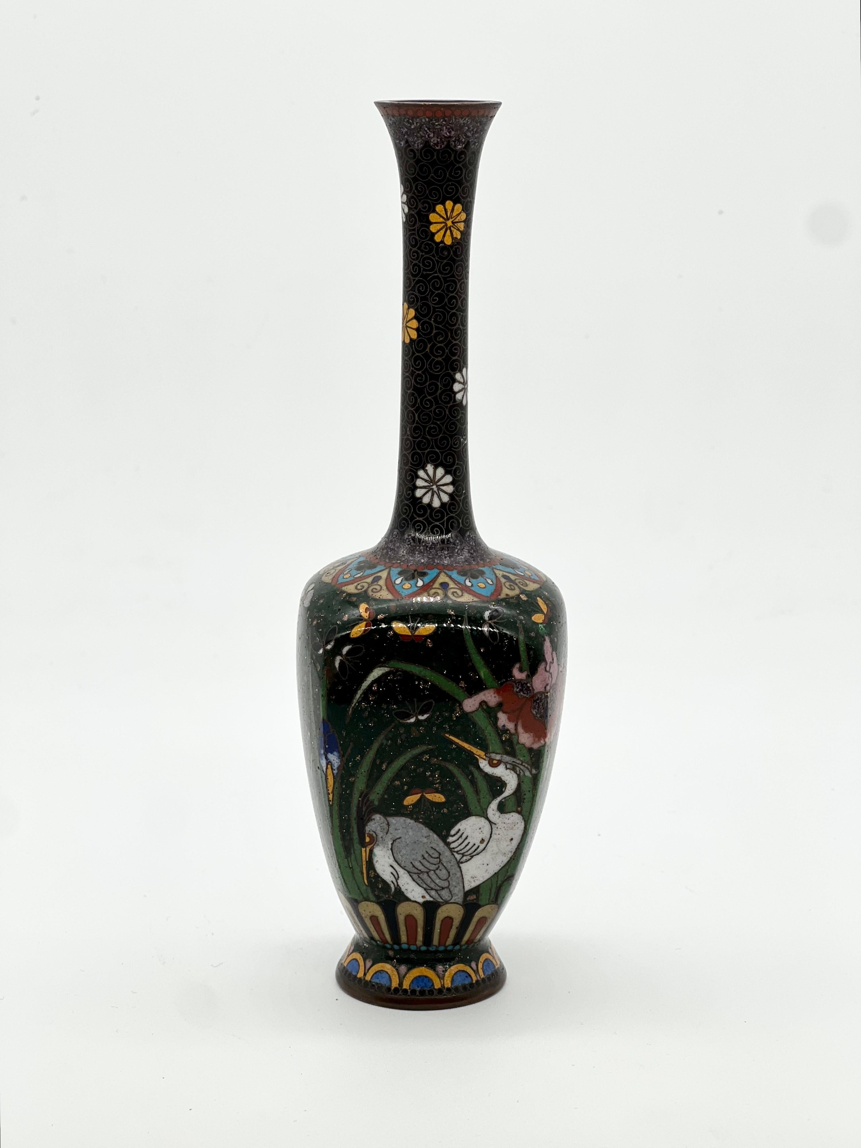 Fine Japanese Kyoto Shippo Cloisonne Enamel Vase, 19th C  For Sale 1