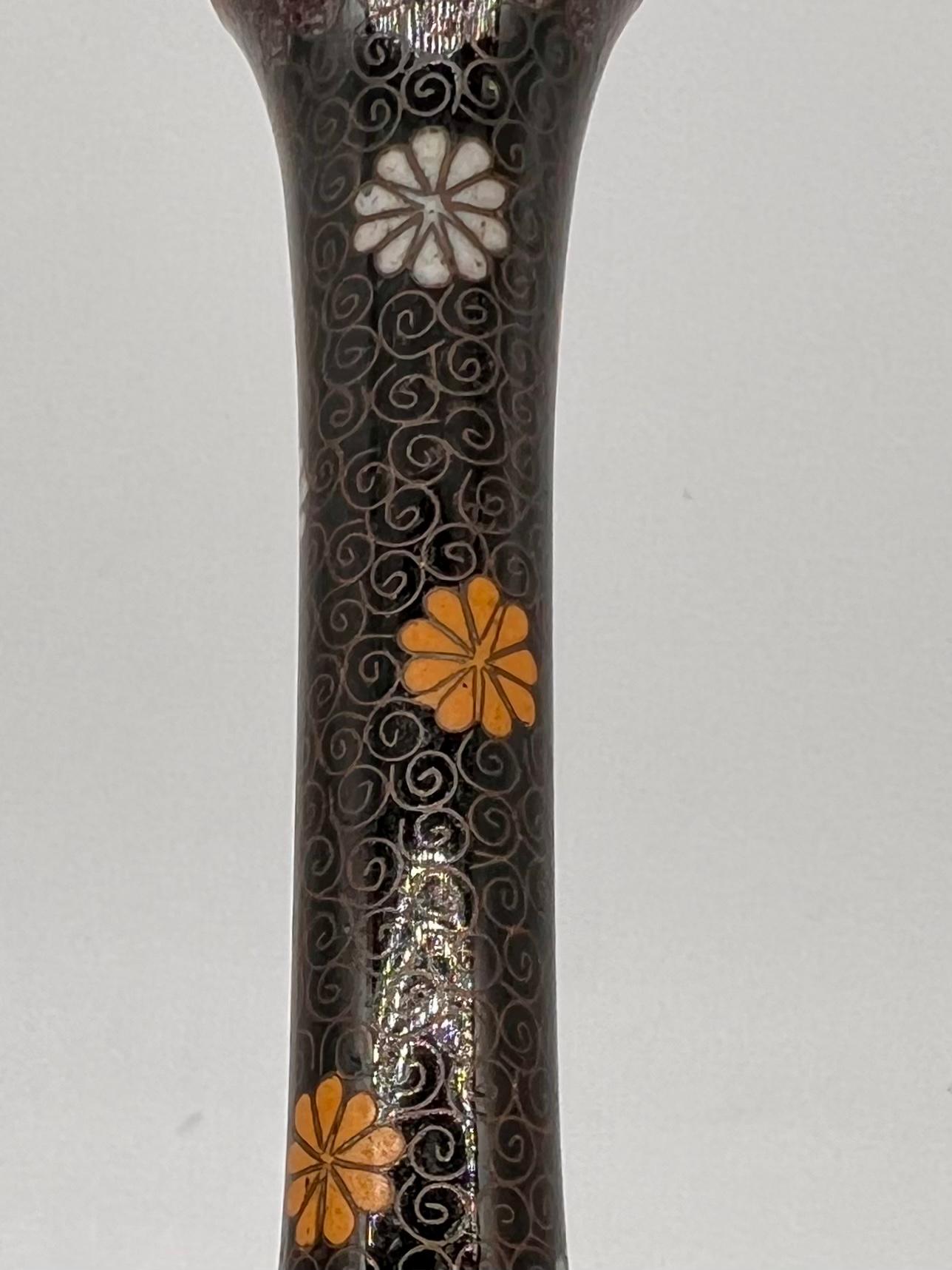 Fine Japanese Kyoto Shippo Cloisonne Enamel Vase, 19th C  For Sale 2