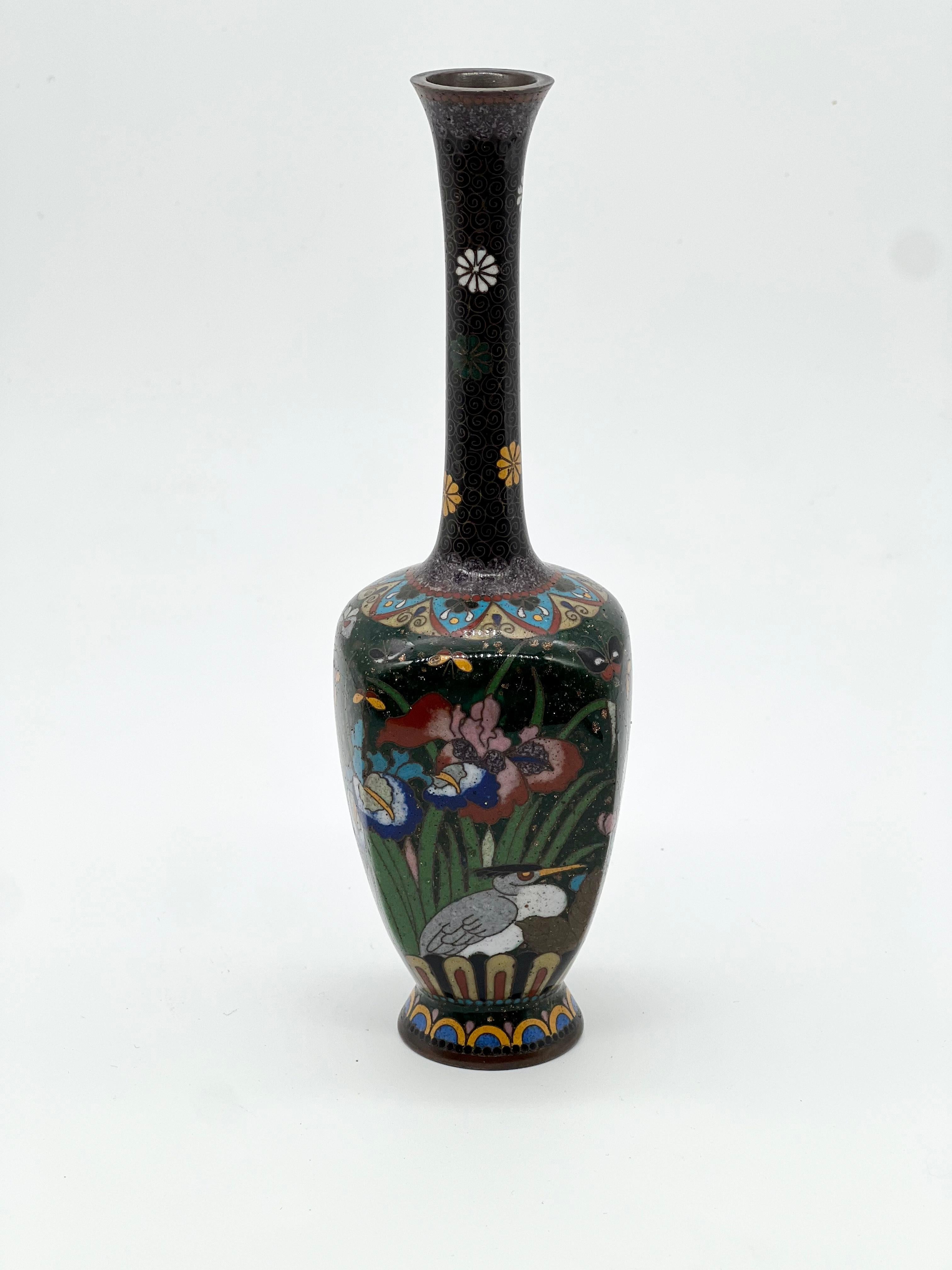 Fine Japanese Kyoto Shippo Cloisonne Enamel Vase, 19th C  For Sale 4