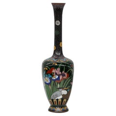 Fine Japanese Kyoto Shippo Cloisonne Enamel Vase, 19th C 