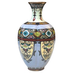 A Fine Japanese Meiji Cloisonné Vase with Butterfly and Floral Panels