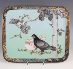 A Fine Japanese Meiji Period Cloisonné Enamel Tray Attributed to Namikawa Sösuke