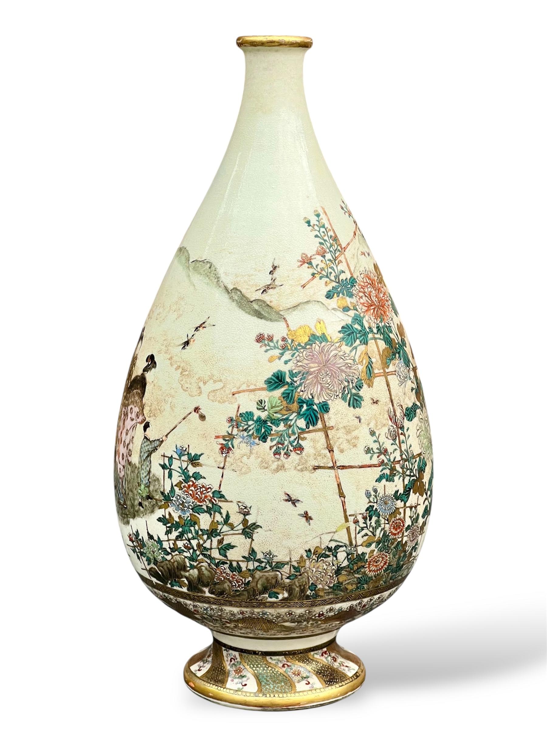 Céramique Un beau vase japonais Satsuma . Période Meiji. Kinkozan en vente