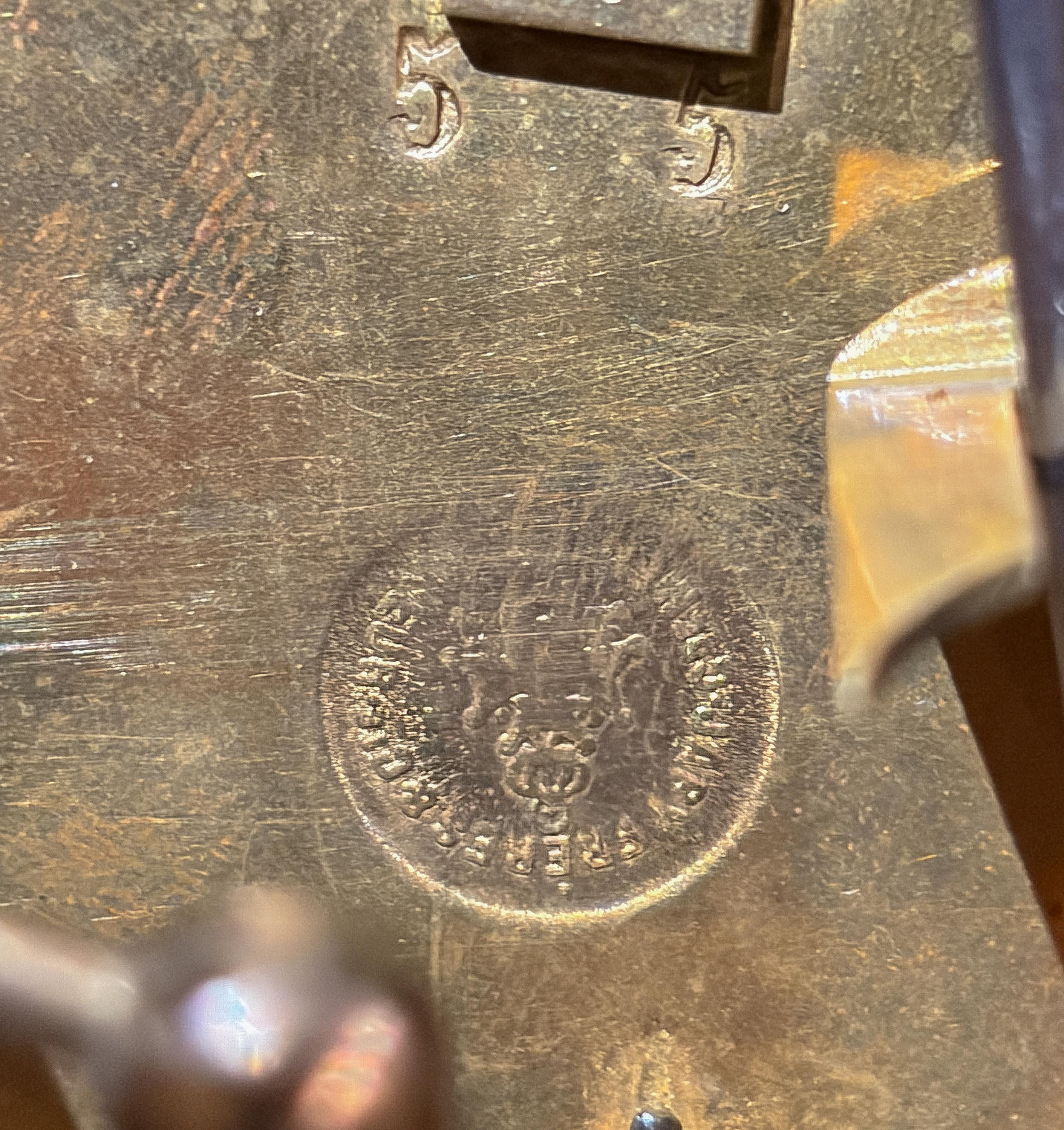 A Fine Japy Frères Gilt Bronze and Red Enamel Champlevé Garniture Clock Set in vendita 1