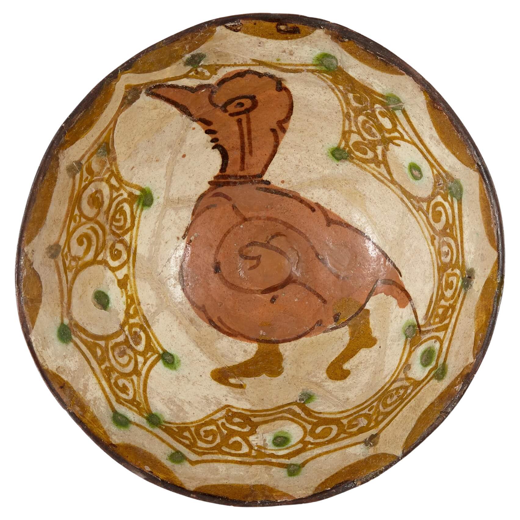 Fine Kashan Pottery Ceramic Bowl, Persian, 13th Century For Sale