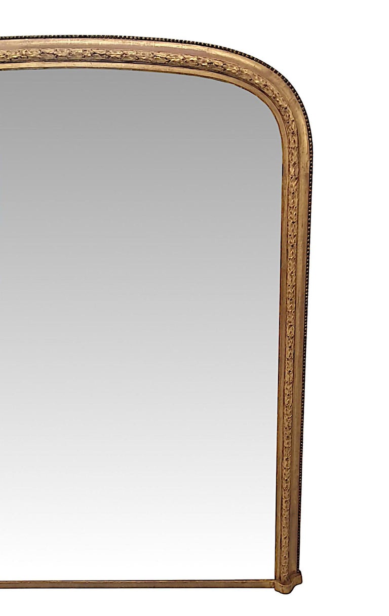 Fine Large 19th Century Archtop Giltwood Overmantle Mirror For Sale at