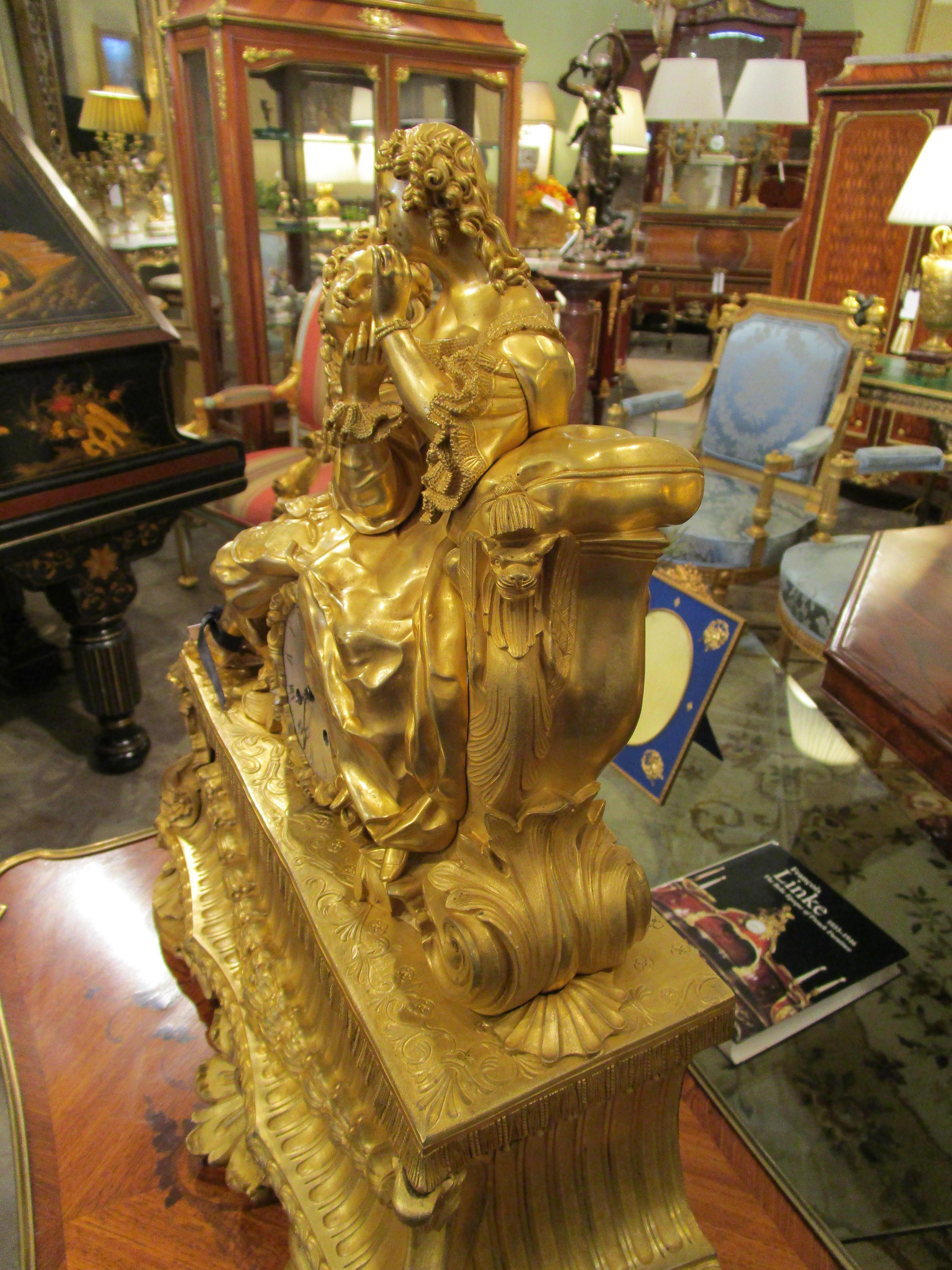 Louis Philippe A fine large 19th century French fire gilt bronze mantel clock.  For Sale