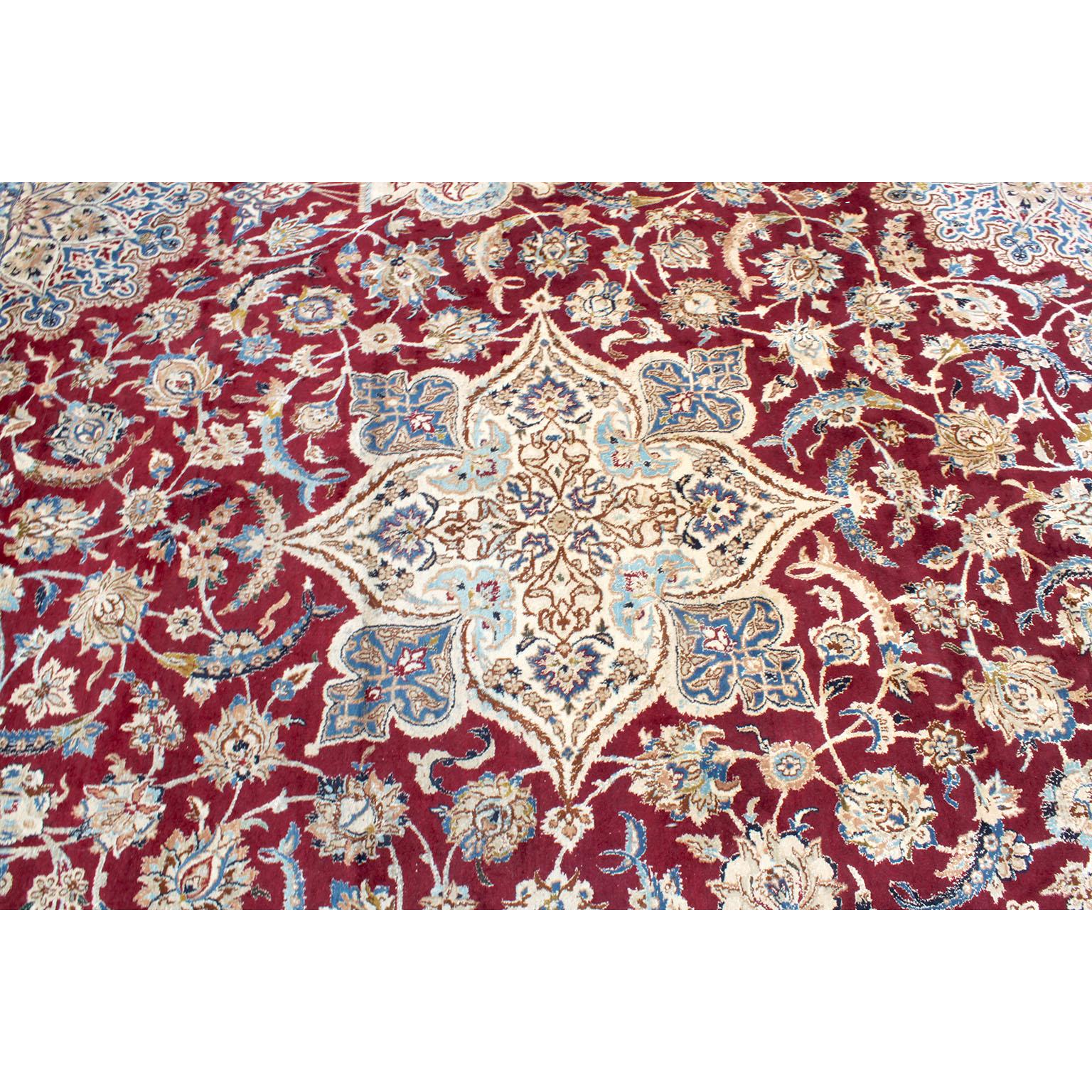 Fine Large and Palatial Persian Nain Hand-Knotted Wool and Silk Pile Area Rug For Sale 7
