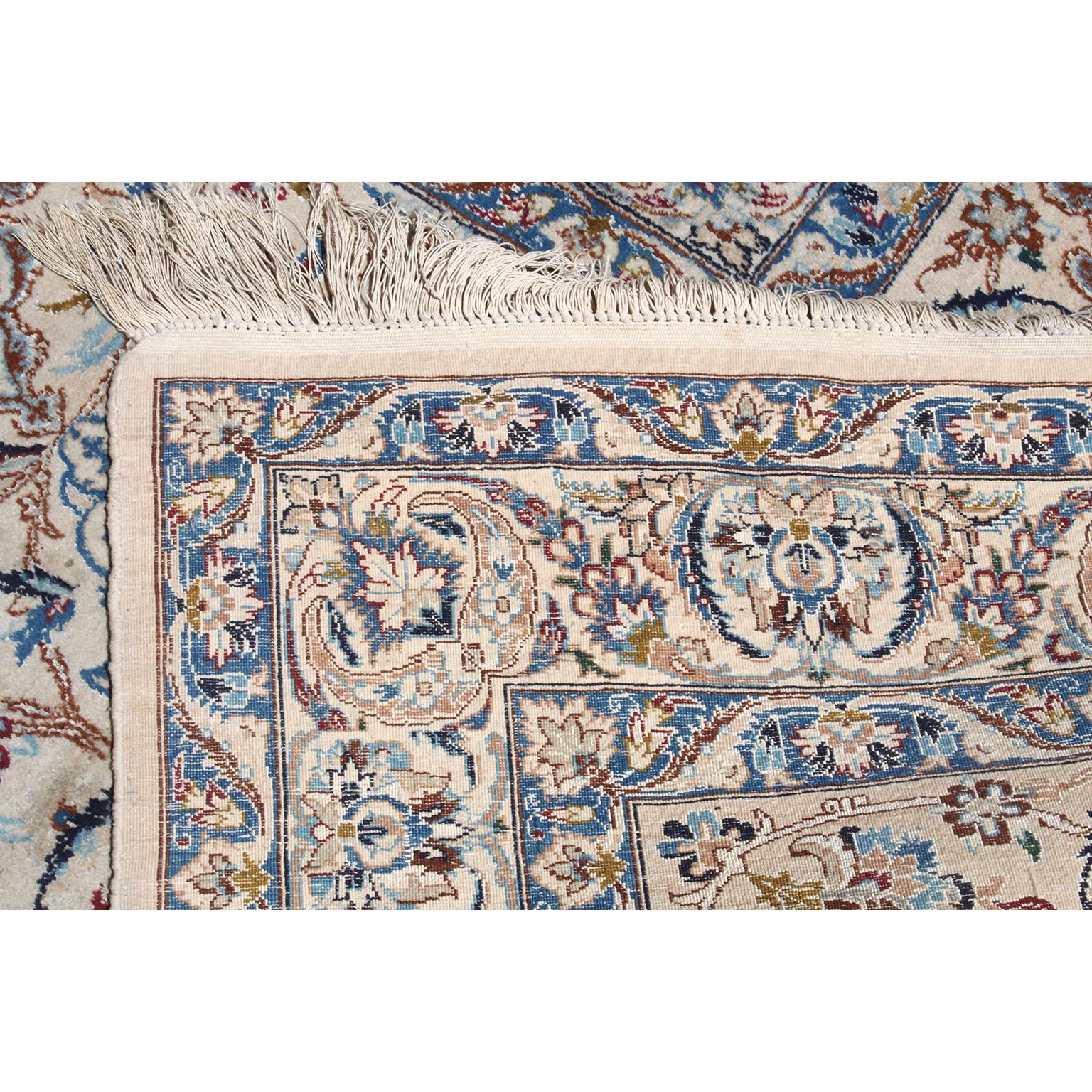 Fine Large and Palatial Persian Nain Hand-Knotted Wool and Silk Pile Area Rug For Sale 9
