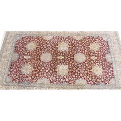 Fine Large and Palatial Persian Nain Hand-Knotted Wool and Silk Pile Area Rug