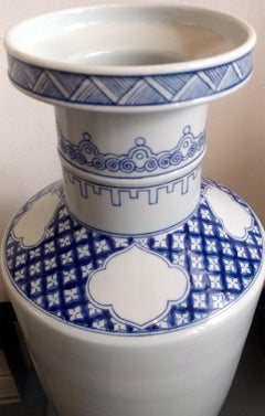 A Fine Large Chinese Porcelain Blue Enameled Vase. Offered by La Porte