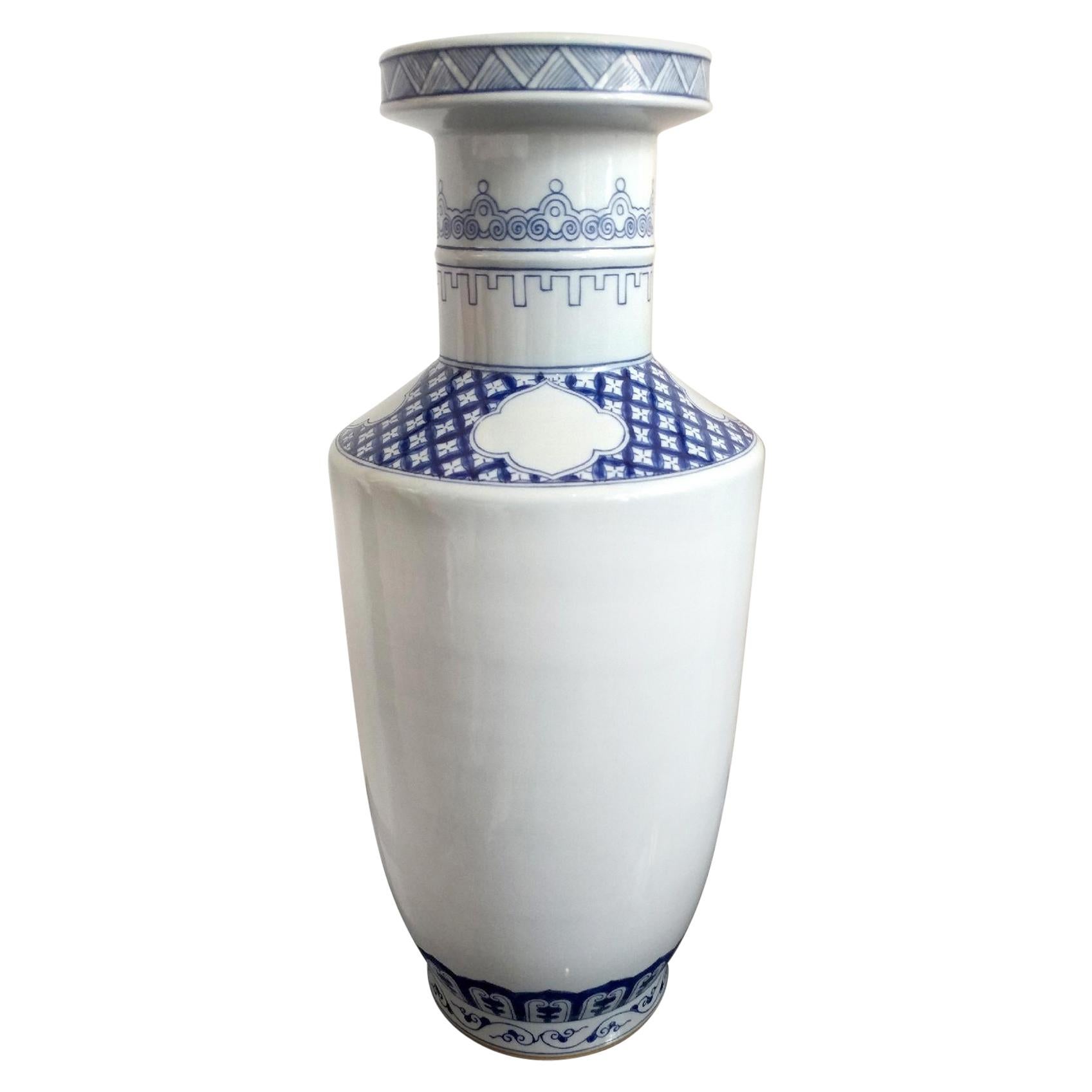 A Fine Large Chinese Porcelain Blue Enameled Vase. Offered by La Porte For Sale
