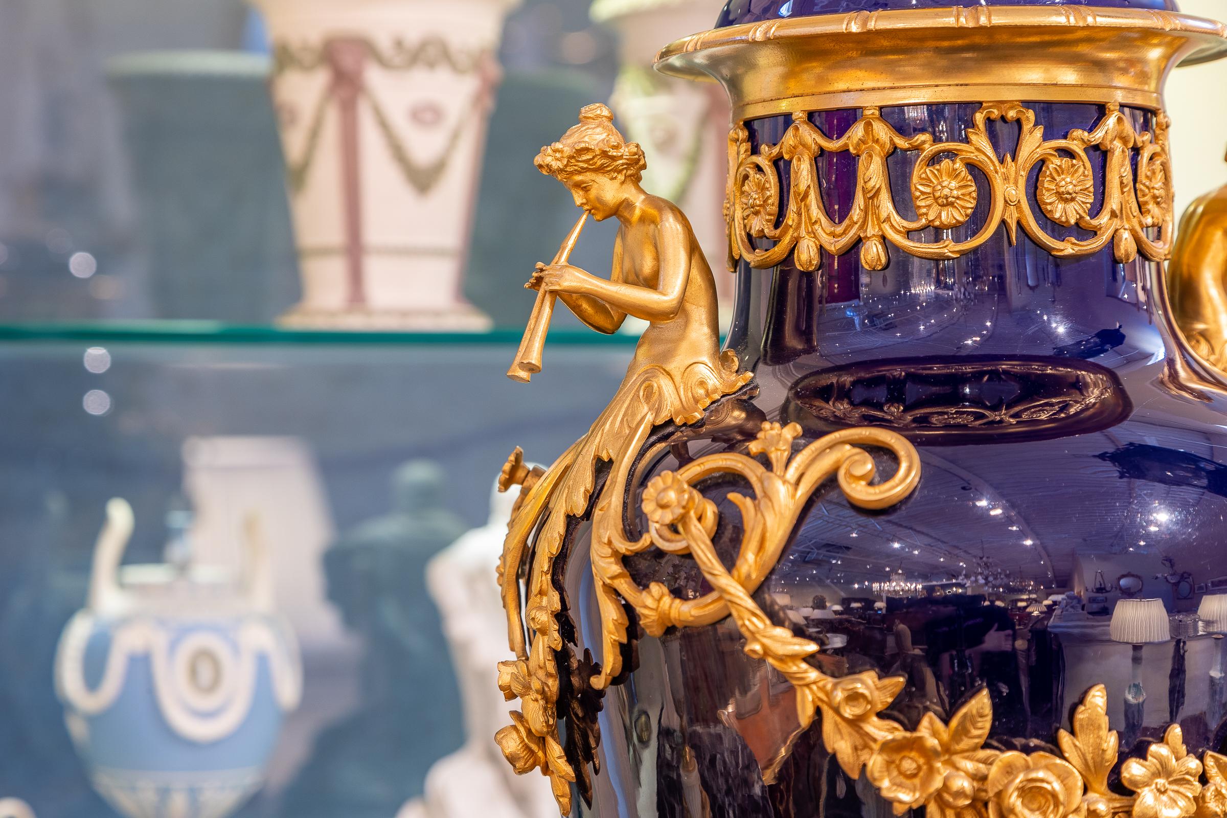 Belle Époque Fine Large Lidded 19th Century Sevre's Porcelain and Gilt Bronze Mounted Vase