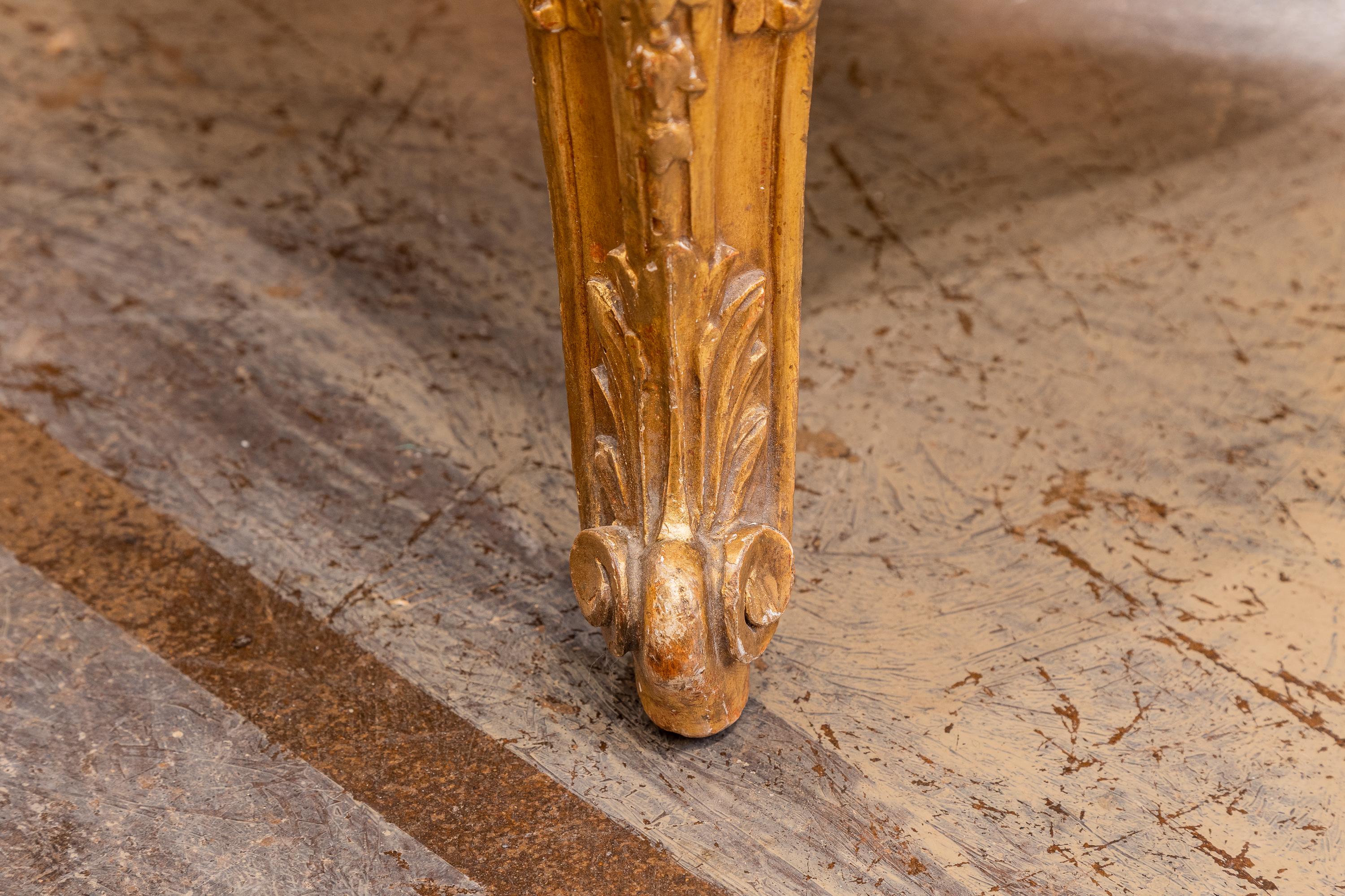 Hand-Carved A fine large pair of 19th c gilt carved Louis XV fauteiuls For Sale