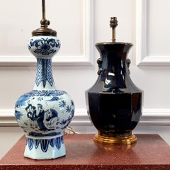 Fine Late 17th Century Delft Garlic Vase Lamp