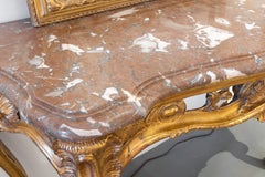 Fine Late 18th C Italian Carved and Gilr Console with the Original Marble Top