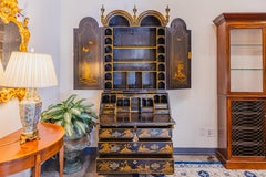 A fine late 18th c to early 19th c William and Mary black Chinoiserie secretary