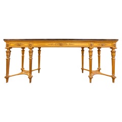 A fine late 19th c French Louis XVI giltwood console . Fossilized marble top