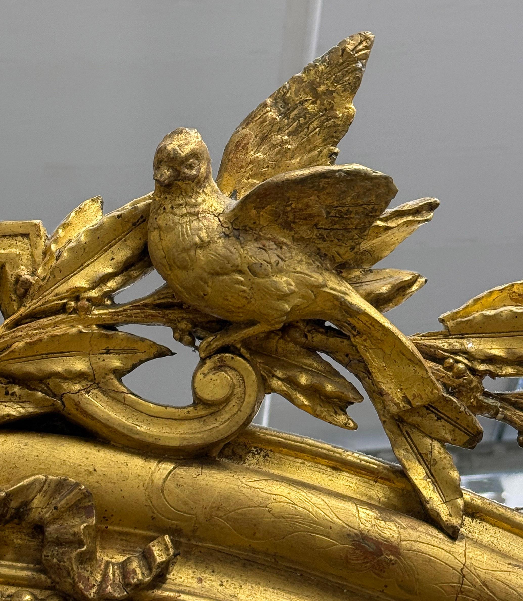 Dorato Un raffinato specchio in legno dorato e gesso intagliato della fine del XIX secolo in vendita