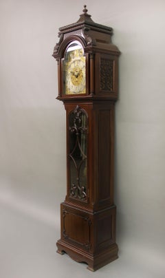 Fine Late 19th Century English Carved Nine Tube Longcase Grandfather Clock