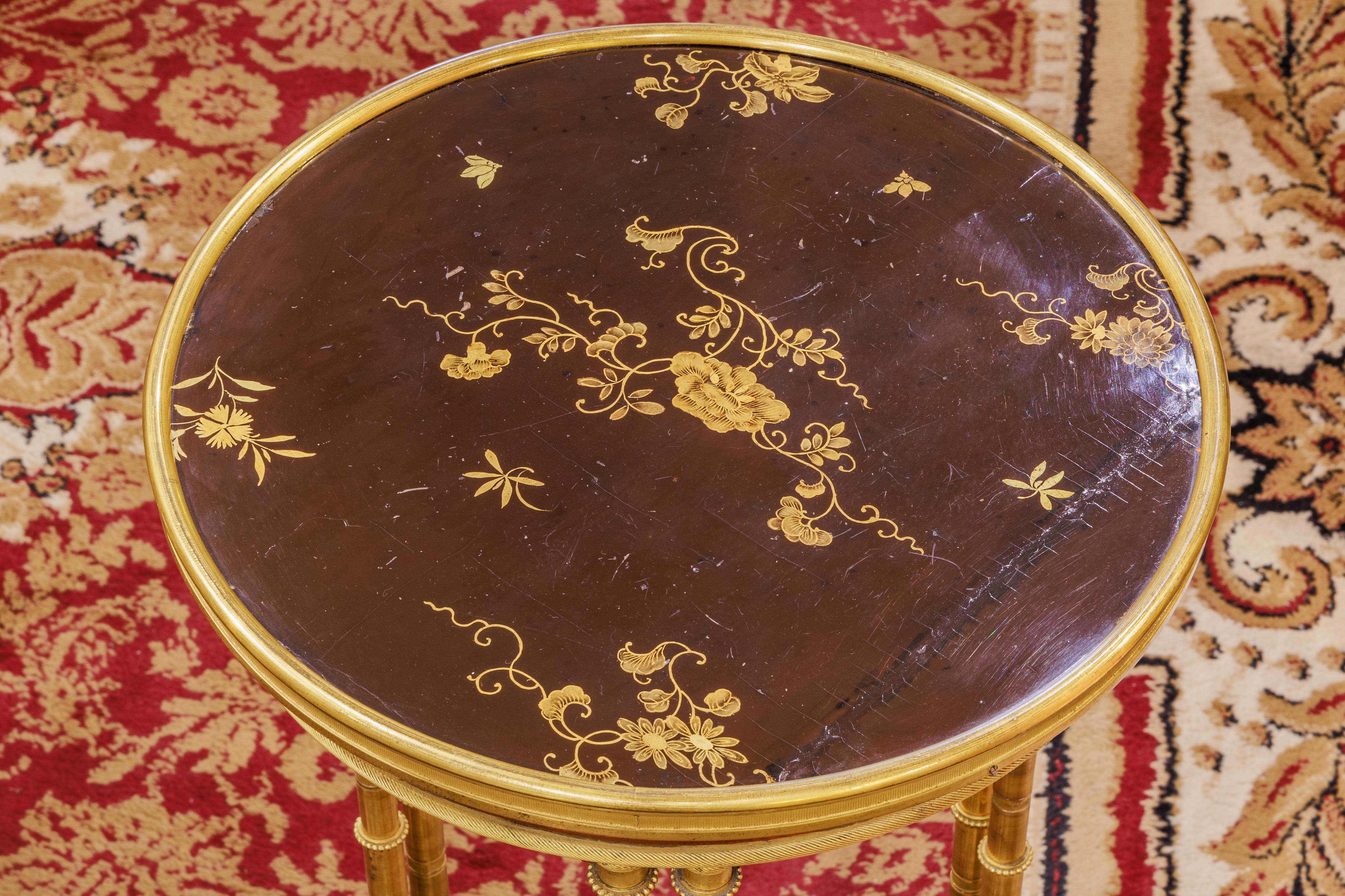 Gueridon en bronze français de la fin du XIXe siècle à motifs de Chinoiseries Bon état - En vente à Dallas, TX