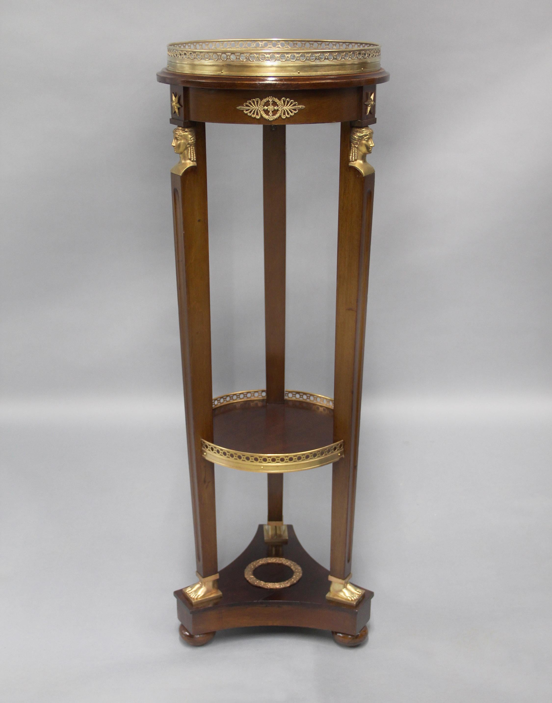French A Fine Late 19th Century Gilt Bronze Mounted Empire Style Two Tier Pedestal For Sale