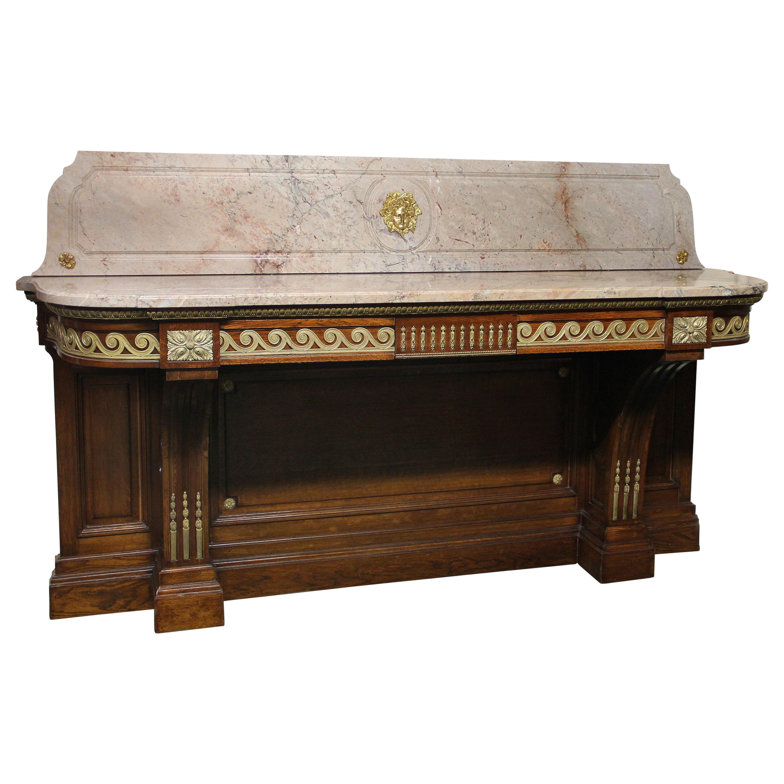 Fine Late 19th Century Gilt Bronze Mounted Marble Top Console / Server For Sale