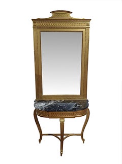 Fine Late 19th Century Marble Top Console Table and Matching Giltwood Mirror