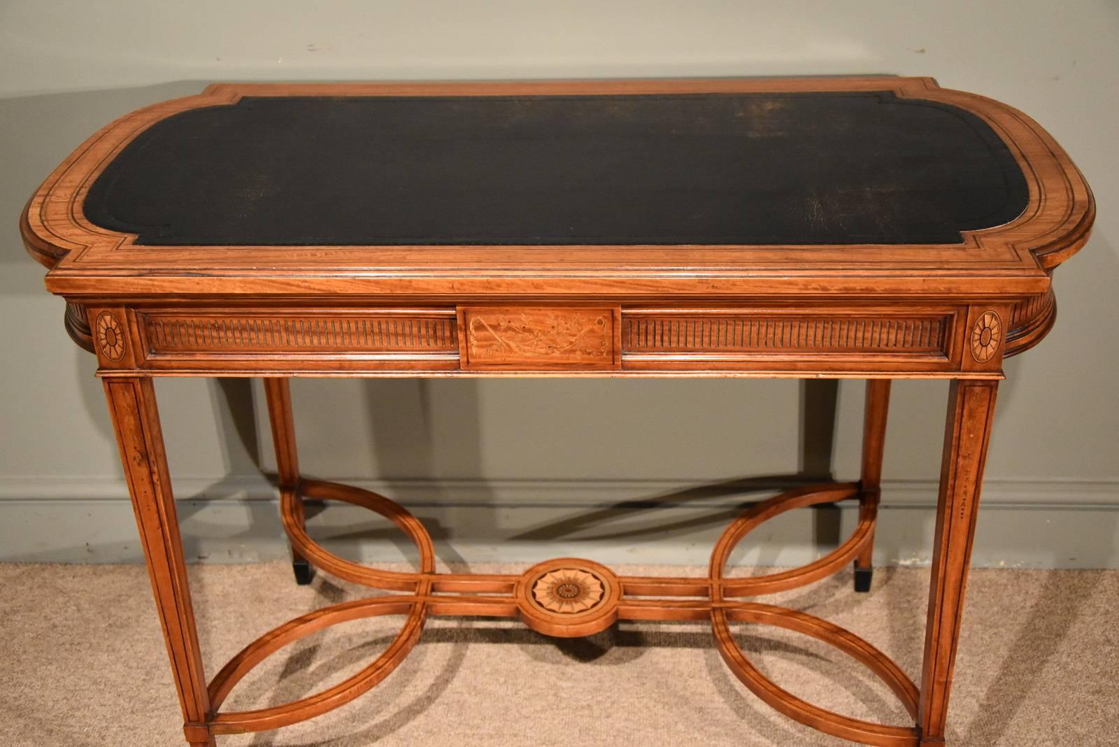Victorian Fine Late 19th Century Satinwood Inlaid Writing Table