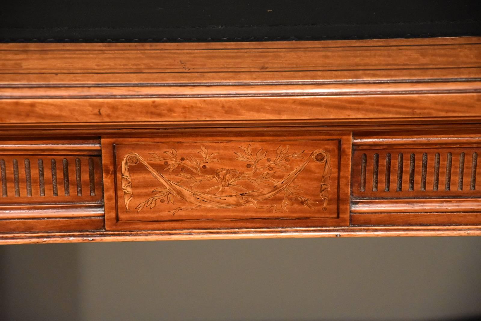 English Fine Late 19th Century Satinwood Inlaid Writing Table