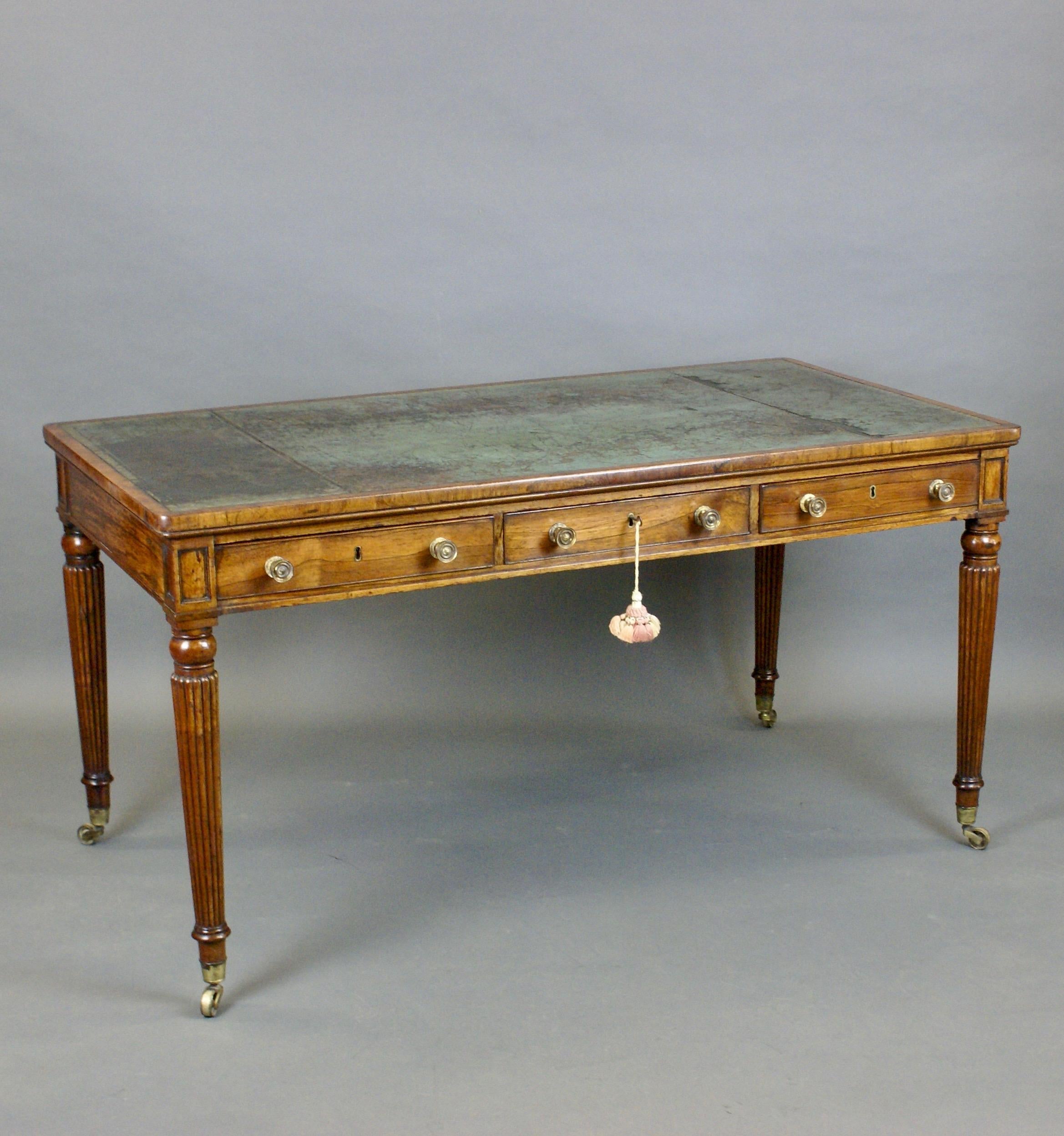 British Fine Late George III Period Rosewood Writing/ Library Table by Solomon & Brown For Sale
